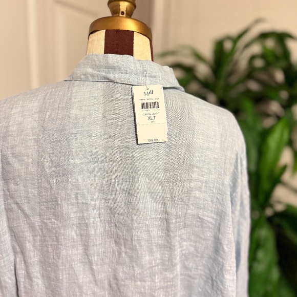 J Jill 100% Love Linen Button Up Blouse Light Blue Long Sleeve Size XL Tall NWT - Picture 5 of 10